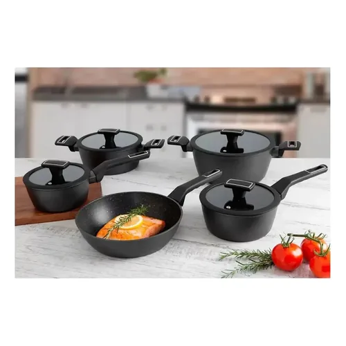 Jogo de Panelas Brinox Carbon Ceramic Life 5 peças Cerâmico Preto